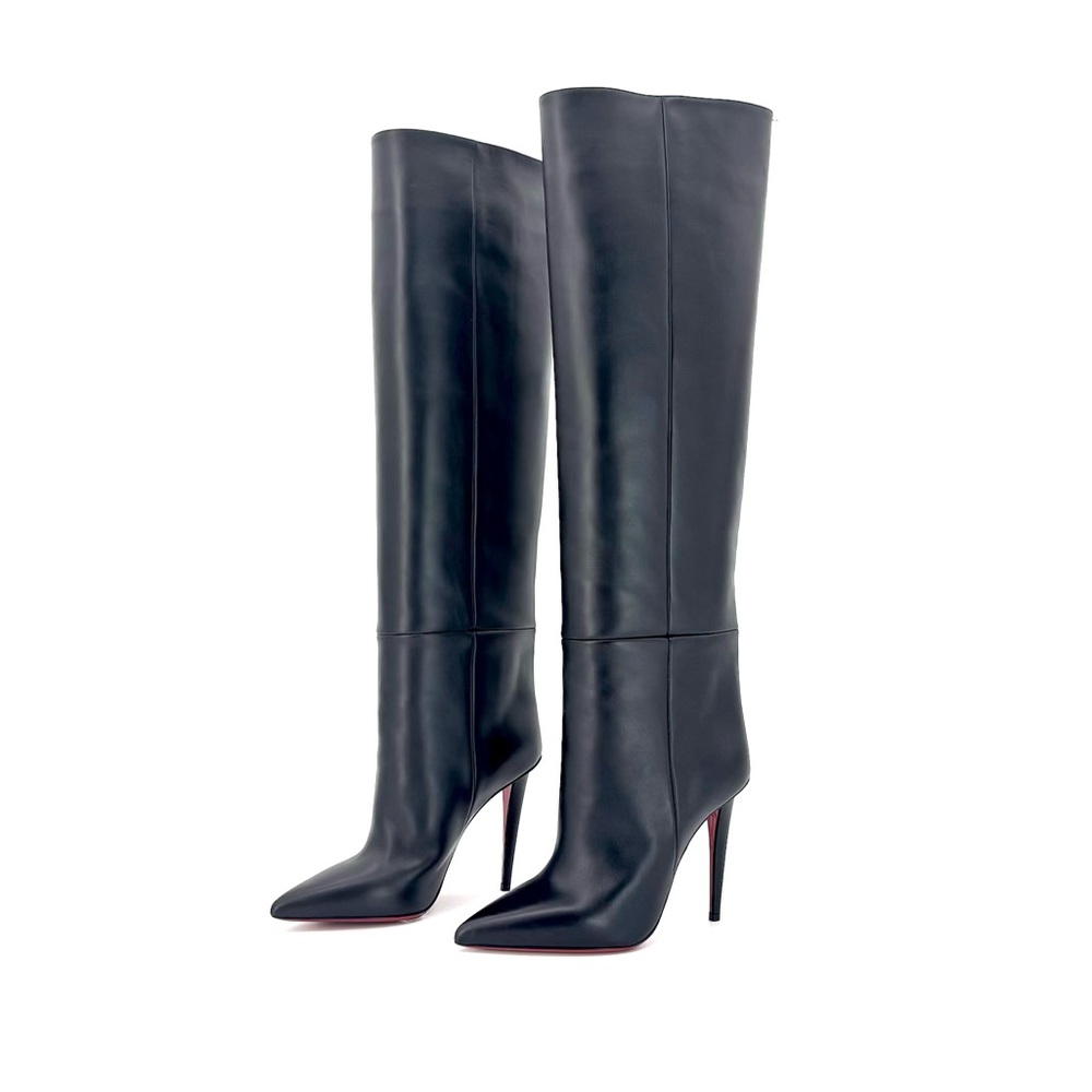 NIB Christian Louboutin Astrilarge Botta 100 Black Over The Knee Boots 38
